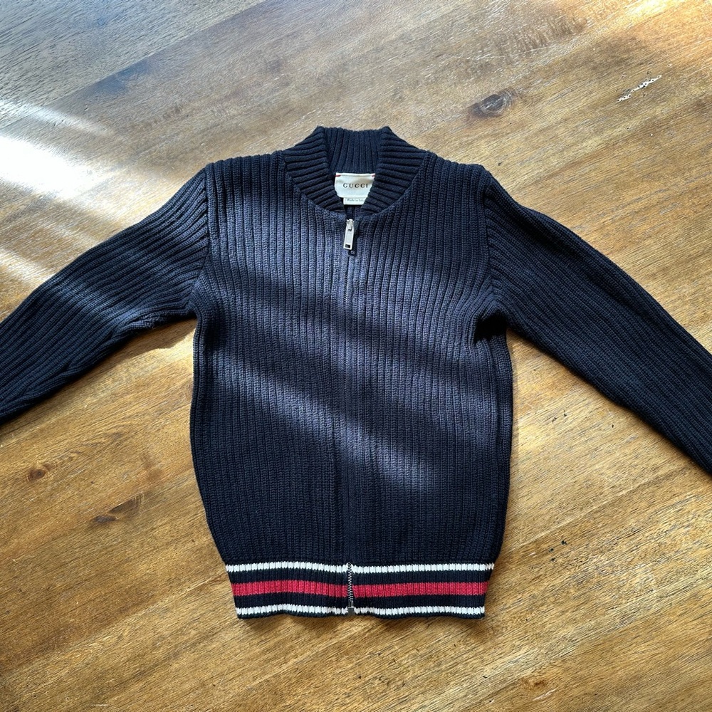 Gucci Black and Red Sweater with Stand-Up Collar